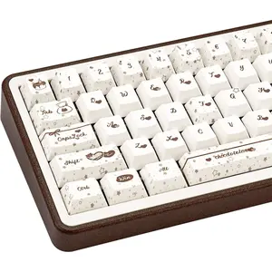 PBT keyboard Keycaps, Chocolate Keycaps 60 65 75 100 Percent, Cute Key caps Dye Sub, Custom 145 Keys Cherry Profile for 61/68/84/87/98/100 Cherry Gateron MX Mechanical, White summervibes