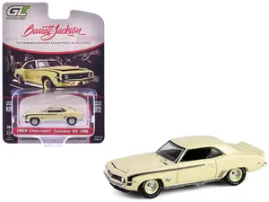 1969 Chevrolet Camaro SS 396 Butternut Yellow with Black Stripes "Barrett-Jackson" Series 1/64 Diecast Model Car by Greenlight