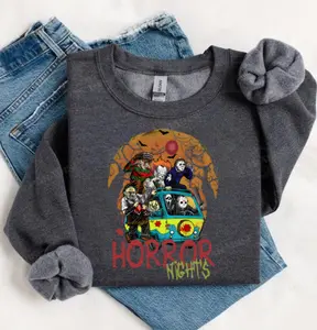 Vintage Horror Characters Halloween Sweatshirt, Horror Movie, Halloween Horror Nights 2025, Halloween Friends Group Matching, Scooby Doo shirt