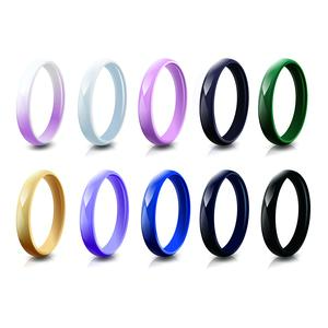 3mm Women's Stackable Glossy Ceramic Wedding Band, Black White Green Pink Lavender Ring for Her, Hypoallergenic, US Size 5-12
