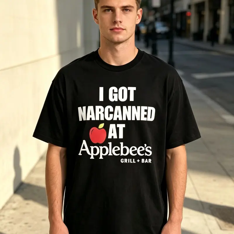 Humorous Narcannned At Applebees Grill Bar Cotton T-shirt Funny Gen Z Graphic Tee Dank Meme Humor Mens Streetwear Short Sleeve Crewneck Shirt