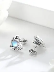 Elegant Women's 925 Silver Plated Vintage Bohemian Moonstone Earrings, Fashionable Earrings, Hypoallergenic Fashion Jewelry for Daily Wear, Perfect Birthday Gift