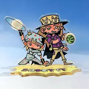 2pcs JoJo's Bizarre Adventure Steel Ball Run Gyro Zeppeli Johnny Joestar Acrylic Figure Stand Plate Desk Decor Ornament Props