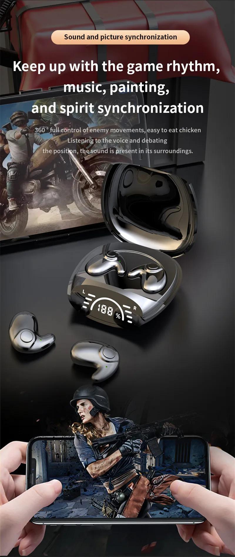 Invisible Earbuds Sleep Headphones Bluetooth 5.3 Noise Reduction Earbuds  Wireless Headsets Sport Stereo Earphones for Phone