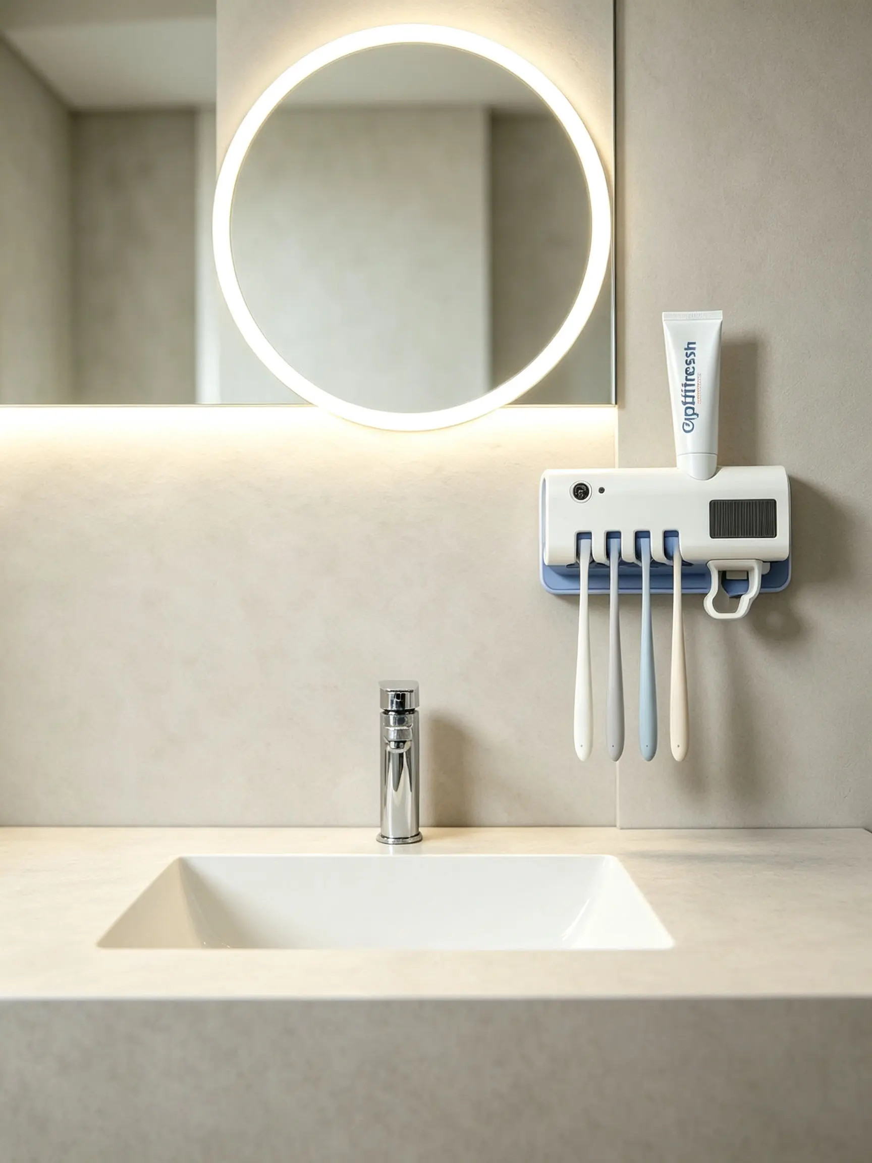 Smart Toothbrush Sterilizer, Drill-Free Wall-Mounted Automatic Toothpaste Squeezer, Household Bathroom Toothbrush Storage Rack