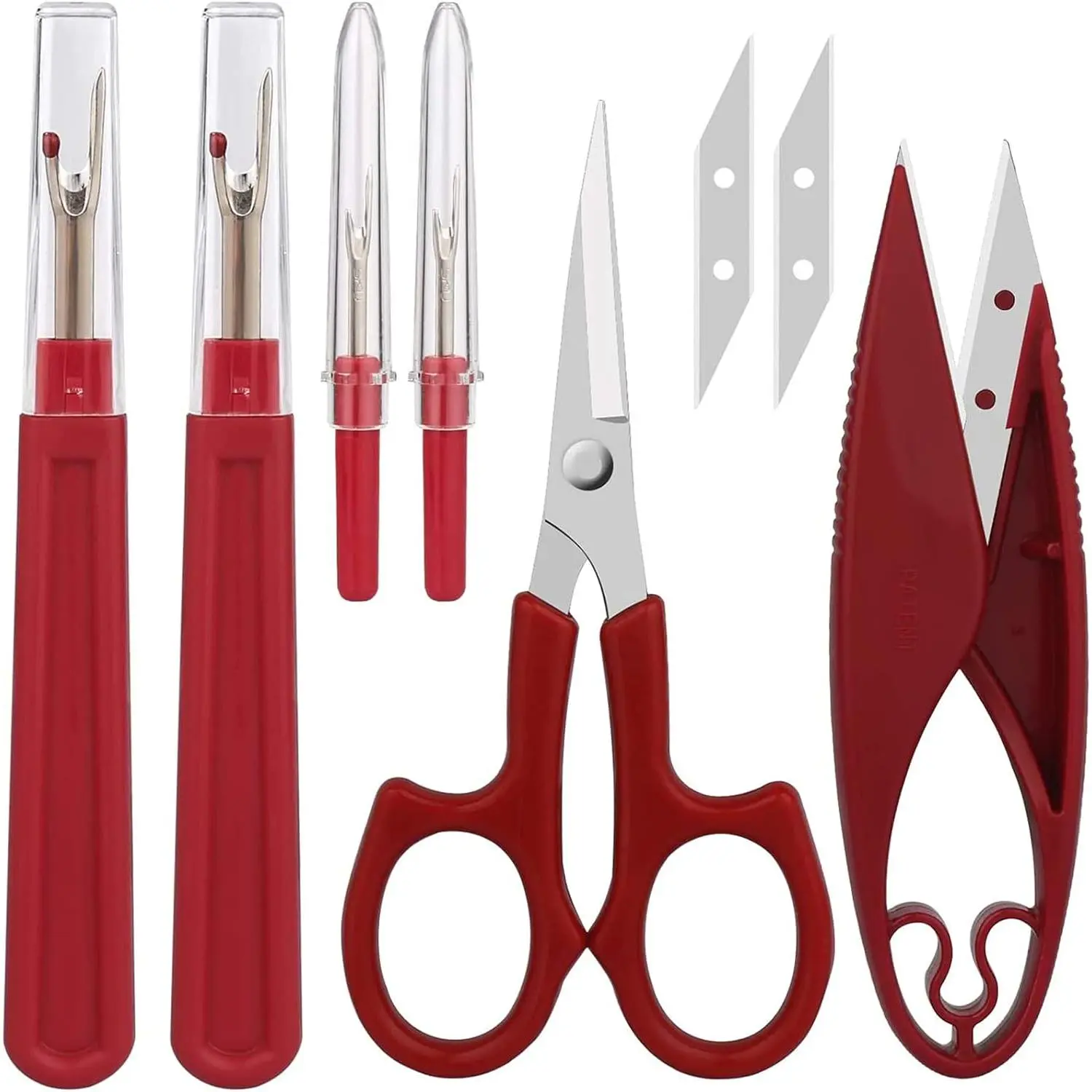 Portable Seam Ripper Tool Set, Stitch Remover & Thread Cutter with 2 Big + 2 Small Seam Rippers, 1 Pack Thread Snips, 1 Pack 5" Scissors, Portable Seam Rippers
