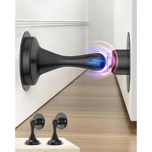 Door Stoppers Magnetic Door Catch 2 Pack Stainless Steel Heavy Duty Door Stops for Bottom of Door Wall & Floor Mounting No-Drill Strong Adhesive & Screws Strong Door Holder to Keep Door Open