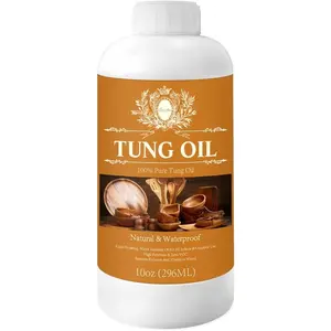 10 OZ Pure Tung Oil for Wood Outdoor/Indoor Food Grade Sealer Tung Oil Finish Waterproof Wood Oil for Furniture Cutting Board Teak Floor Food Safe Indoor Use