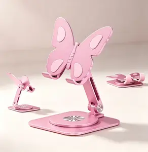 Mobile Phone Holder Stand, Elegant Butterfly Shaped Alloy Desktop Bracket, Multi Angle Adjustable Foldable Support, Stable Anti Slip Desk Mount for Daily Home Office Use.end of year student gifts