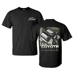 Ford 5 0L Coyote V8 Engine Graphic T Shirt Classic Fit Crewneck Mustang Muscle Car Streetwear Style Unisex Short Sleeve Casual Soft Cotton For Coyote Swaps Ford Performance Fans Car Enthusiasts Vintage Retro High Quality Cool Gift