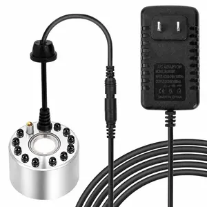 Fish tank Mist Maker, 12 LED Mister Fogger Water Fountain Pond Fog Machine Atomizer Air Humidifier, Indoor Fountain Mister Foggers