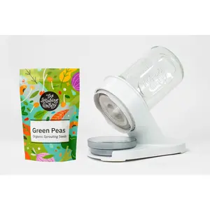 Starter Bundle: Organic Green Pea Sprouting Seeds (1lb) + Sprouter – Microgreens Grow Kit from The Sprouting Company