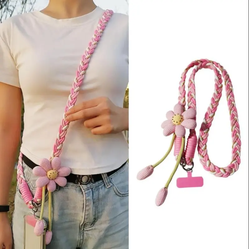Cute Floral Adjustable Phone Lanyard Crossbody Strap, Essential Teacher Accessory, Universal Phone Holder, Perfect for Travel Running Shopping, Cellphone Lanyard