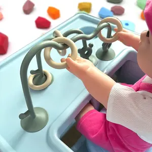 Baby Silicone Sensory Teether Toy, Suction Cup Design Baby Teething Relief Toy, Early Education Interactive Toy for Parents and Children