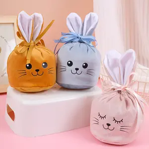 Adorable Strap-Mouthed Rabbit Easter Egg Gift Bag – Cute Smiling Face Heat Transfer Painting Craft Bag for Easter Rabbit Gift Box & Holiday Treats