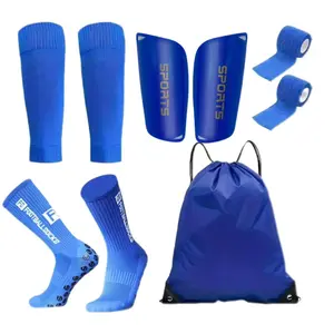 Five-Piece Soccer Sports Set, Mid-Calf Anti-Slip Socks, Ankle Guards, Leg Protector, Sport Bandage, Drawstring Backpack