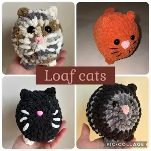 Loaf Cat Crochet Plushie - Soft Durable Yarn with Plush Stuffing Classic Loaf Design Tucked Paws Safety Eyes Hand Stitched Whiskers Perfect for Gifting