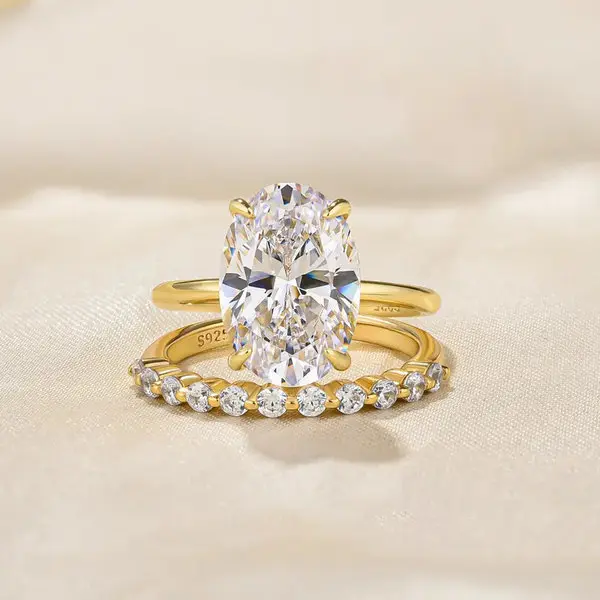 Unisex 3Pcs 5A Grade Cubic Zirconia Oval Rings Set - Minimalist Plated Casual Style Adjustable Layered Bands for Everyday Wear Fashion Costume Jewelry Accessories, Cubic Zirconia Rings, Casual Style Rings