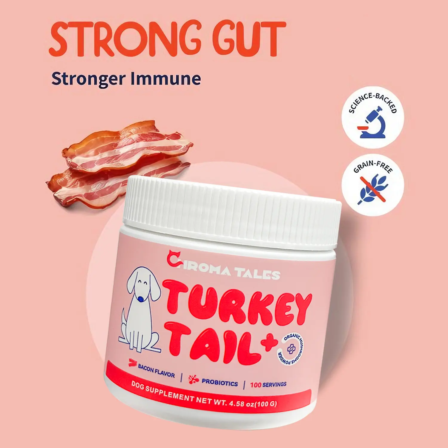CHROMA TALES Turkey Tail+ Dog Food Topper with Probiotics – Supports ...