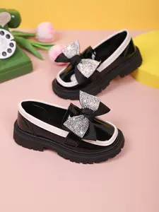 Girls' Rhinestone Bow Princess Shoes, 2026 Spring New Arrival, British Vintage Fashion, Elegant Single Shoe for Kids