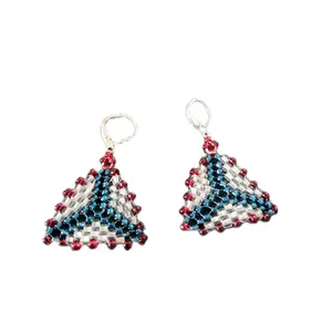 Red, White, and Blue Seedbead Triad Earrings