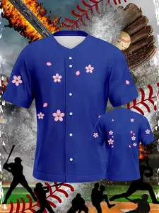 Los Angeles Classic Baseball Jacket Smiley Face and Cherry Blossom Design Tokyo Station Replica Jersey Trendy Everyday Wear Quick-Dry Technology Keeps You Comfortable and Free During Workouts