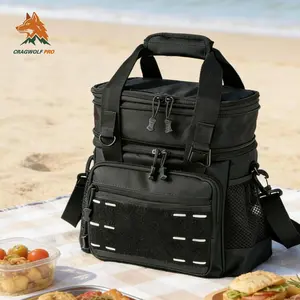 2026 Tactical Lunch Box for Men, Insulated Lunch Bag Adult, Thermal Lunchbox Leakproof Waterproof Cooler Bag, Large Lunch Pail for Work Office Camping Travel (Black), lunch cooler leak bag heavy duty, proof cooler backpack large waterproof Durable
