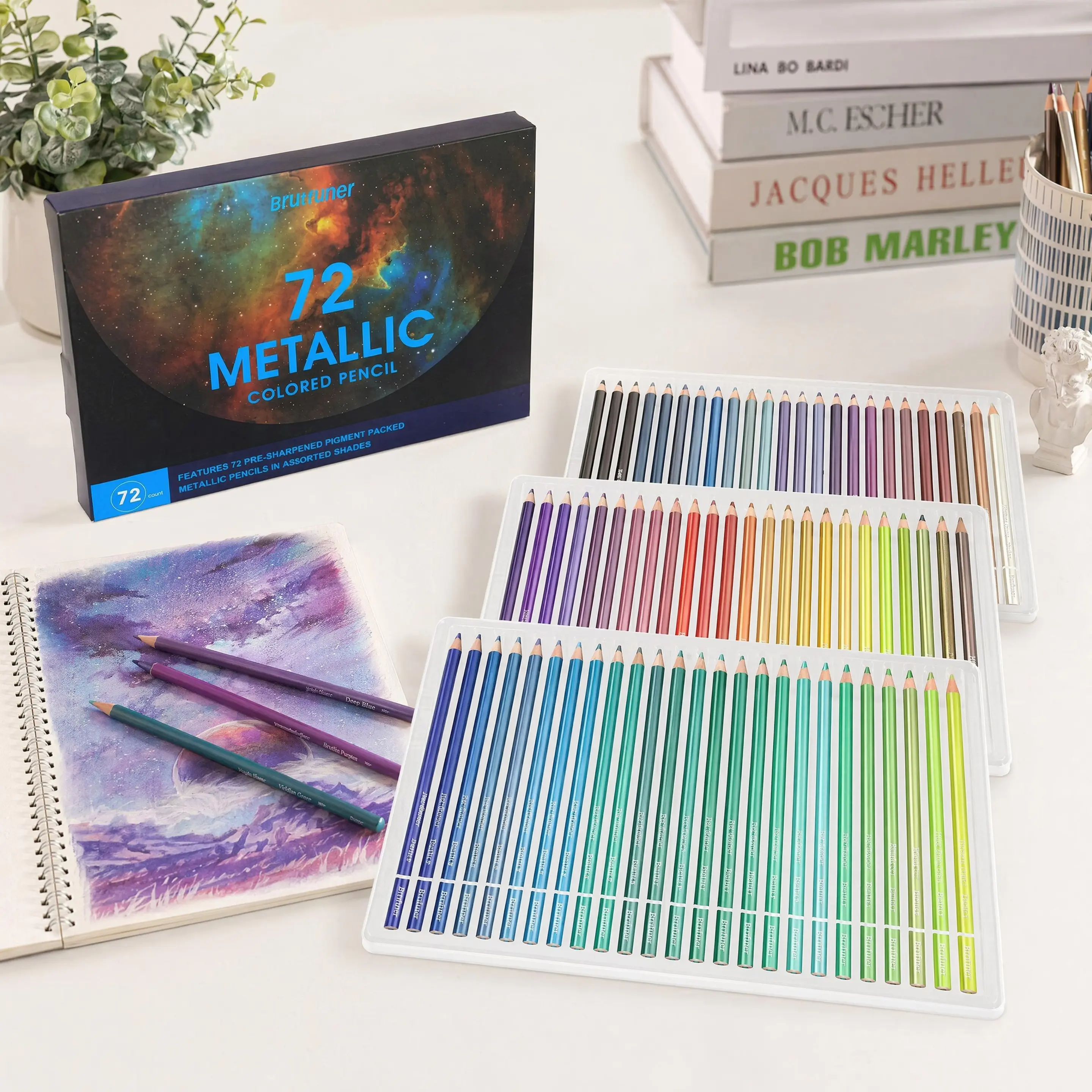 72 Metallic Colors Oil Colored Pencil HB Wood Colour Sketch Pencil Artists Coloring Art Supplies
