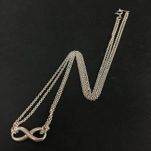 Pre-owned Tiffany&Co. Silver 925 Infinity Figure Eight Double Chain Necklace 11974755846/026212