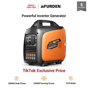 【Deals For You】Efurden 2800-Watts Portable Inverter Generator, Gas Generators for Home Use, Camping, Super Quiet Emergency Home Backup, with Fuel Shut Off, 1.1Gal Fuel Tank, 39Lbs, EPA Compliant