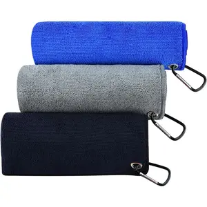 Fishing Towel with Clip, Microfiber Towels Accessories for Fishing Rag,  Fitness, Camping, Workout, Soft and Quick-Drying, Bigger Size -16x16 inches, Blue+Grey+Black
