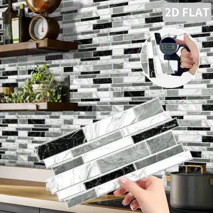 (12pcs/24pcs/48pcs) Peel-And-Stick Wall Tiles, PVC Waterproof Oil-Proof Tiles, Kitchen Bathroom Countertop Decorative Stickers, Self Adhesive Sticker