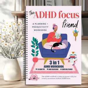 ADHD 3 in 1 Workbook, ADHD Journal, 101 ADHD Tips, Creative Coloring, and Goal Setting Spiral Bound Planner: A Complete Guide for Managing ADHD, best Gifts, Productivity Planner