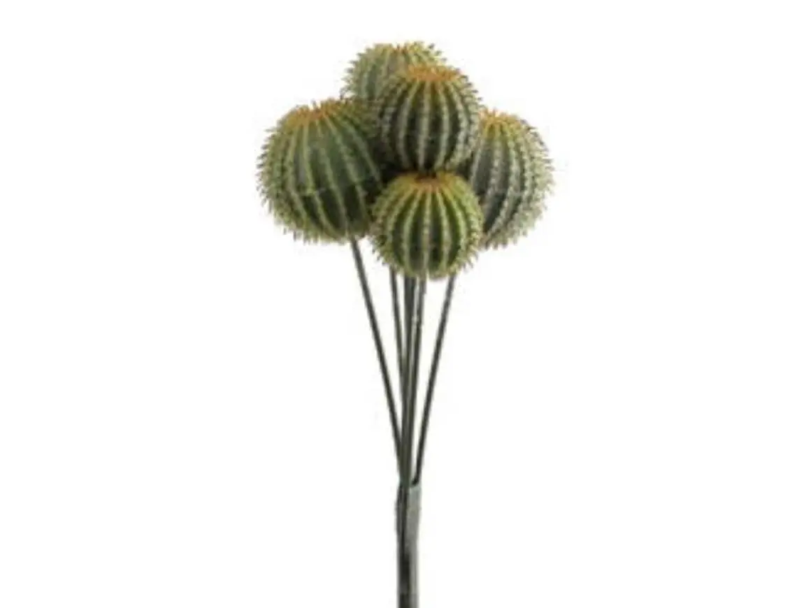 12-Piece Decorative Synthetic CB1310-GR 14 in. Barrel Cactus on Stem Home Decor Plant Set