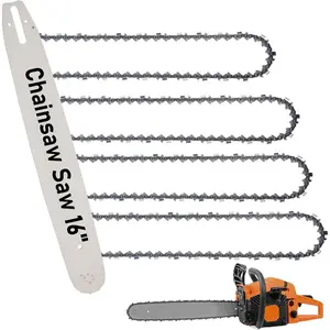 16 Inch  Bar & Chain Combo - 3/8" LP Pitch, .050" Gauge, 56 Drive Links Fits , Poulan, Ryobi, Echo, Greenworks, EGO&  (4 Chains+ 1 Bar)
