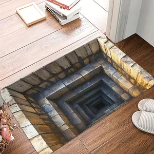 1 Piece of 3D Optical Illusion Industrial-Style Brick Wall Tunnel Print Doormat Daily Decorative Welcome Mat Soft Kitchen Floor Mat Living Room Decorative Rug Suitable for Indoor and Outdoor Home Decor