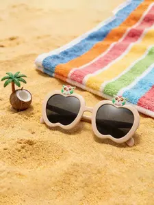 Cute Apple Shape Decorative Glasses Frame with Adorable Cartoon Owl, Perfect for Party Wear, Fun and Stylish Accessory