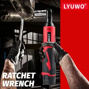 Lyuwo 12V Lithium Electric Wrench, 90° Right Angle Ratchet Kit, Handheld Portable, 6 Sockets, Car Repair Tool, Birthday Gift, Lithium Battery Wrench