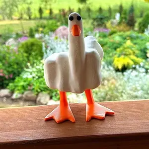 "DON'T MISS OUT" Funny Little Duck Garden Decor Statues Cute Personalized Duck Sculpture Ornaments Creative Resin Middle Finger Duck Garden Art,for Home Garden Lawn Patio Office Outdoor Decor