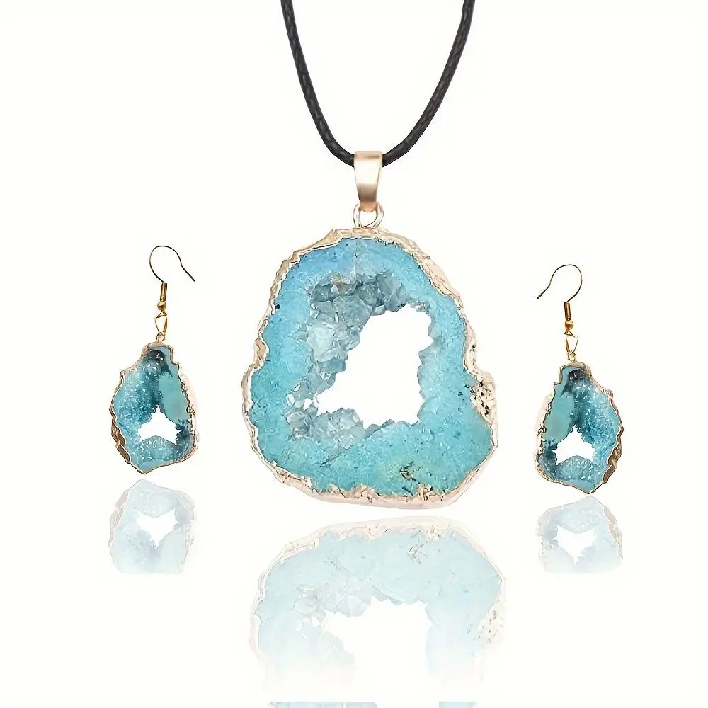Blue agate piece jewelrY set