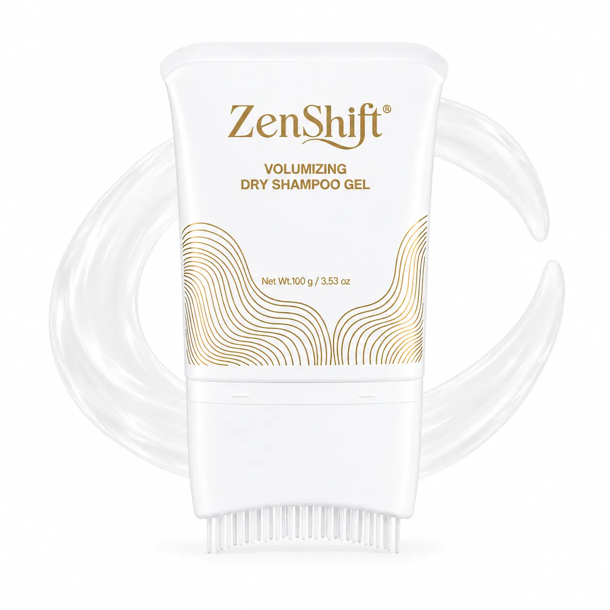 ZenShift Dry Shampoo Gel with Built-In Comb - 3.53 Fl Oz Non-Aerosol No-Rinse for Greasy Hair, Roots Refresh, Oil Control, Soft Fluffy Volume