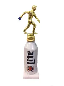 BuyAwardsandTrophies Beer Can Stand - Drinking Cornhole Award - Plastic Trophy with Base, Awards and Trophies for Sports Competition, Prizes for Adults Gold & White, 5"