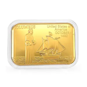 24K Gold Voyage of Discovery  Columbus Legacy Tribute Embossed Sheet 31x45.5mm 10mg