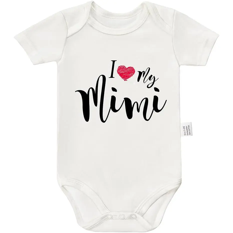 I Love My Mimi Bodysuit, Newborn Boy Clothes, Cute Grandma Outfit, Funny Boys Girls Short Sleeve Jumpsuit Clothing