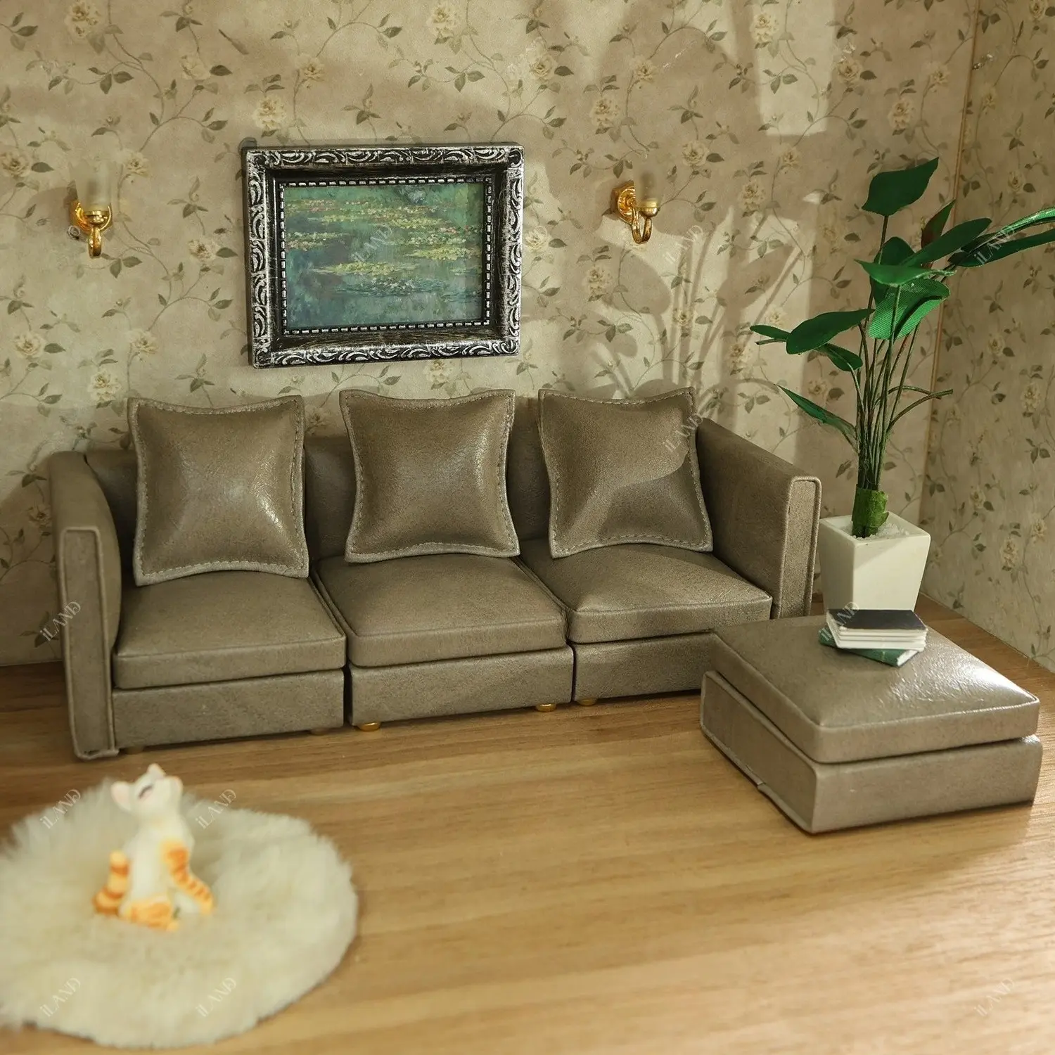1/12 Scale Miniature Dollhouse Sofa Modern Elegant BJD OB11 Model Micro Scene Display Home Decor Christmas New Year Gift Doll Accessories Gift Doll House Furniture