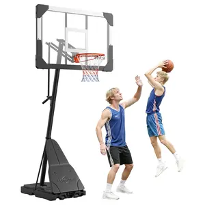 fathersdaygift VEVOR Portable Basketball Stand, 8.04 to 10 ft Height Adjustment Basketball Hoop Goal, Basketballs Hoop Outdoor with 44 inch PC Backboard for Kids, Adults in Schools, Parks, Indoor Outdoor Use