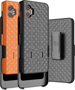 Case with Clip for Galaxy XCover 7 Pro, Nakedcellphone Slim Hard Shell Phone Cover with Kickstand and [Rotating/Ratchet] Belt Hip Holster Holder Combo for Samsung XCover7 Pro (2025, SM-G766)