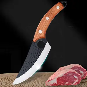 Viking Knife Hand Forged Butcher Knife,Leather scabbard gift box,High Carbon Steel Fillet Chef  Meat Cleaver  for Kitchen,Camping,BBQ,Gift Knives