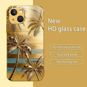 Sunset Beach Palm Tree Casing for iPhone 14 - Tropical Vacation Aesthetic Smartphone Cellphone Case with Protection, 2026 Must-Have Travel Accessories