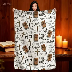 Super Soft Christian Bible Jesus Throw Blanket Premium Fleece Lightweight Scripture Bed Blanket Cozy Warm Christian Gift Blanket for Easter Christmas Birthday Home Decor